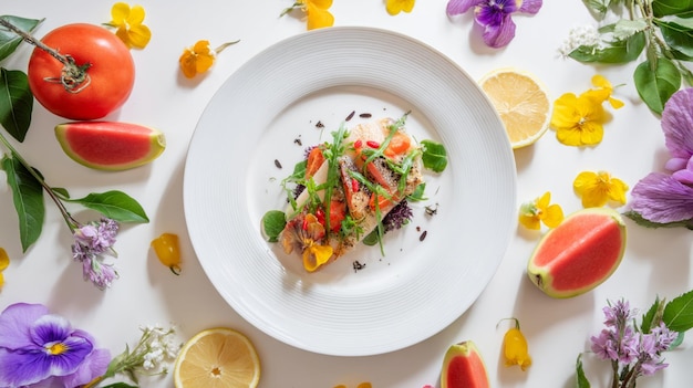 Talersz z kolorowym jedzeniem